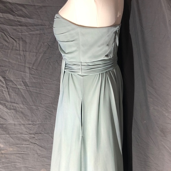 Elegant Strapless Light Sage Green Evening Gown - Picture 8 of 12